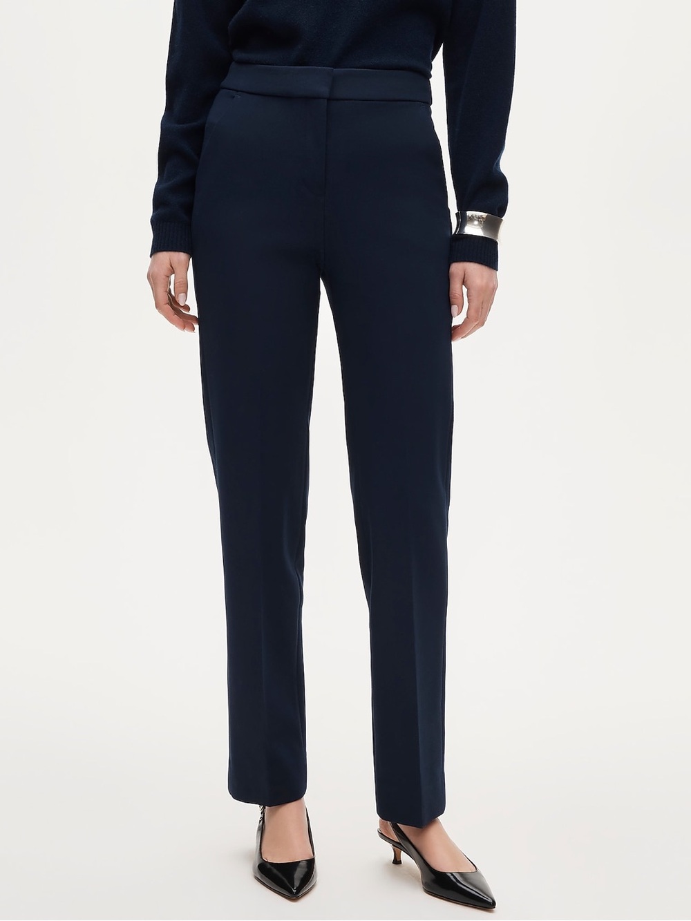 NWT J.Crew Kate Straight Leg Pants Navy 4P Petite Bi-Stretch Cotton BF402